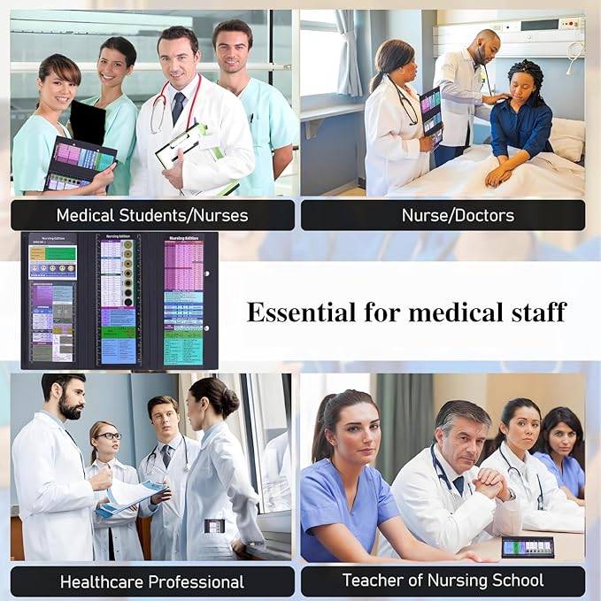 Foldable Nursing Clipboard with Cheat Sheets - 2-Pack Thick & Sturdy Medical Writing Board for Nurses, Nursing Students & CNAS | Portable Clipboard with Pen Holder & Ruler for Hospital Clinical Duty