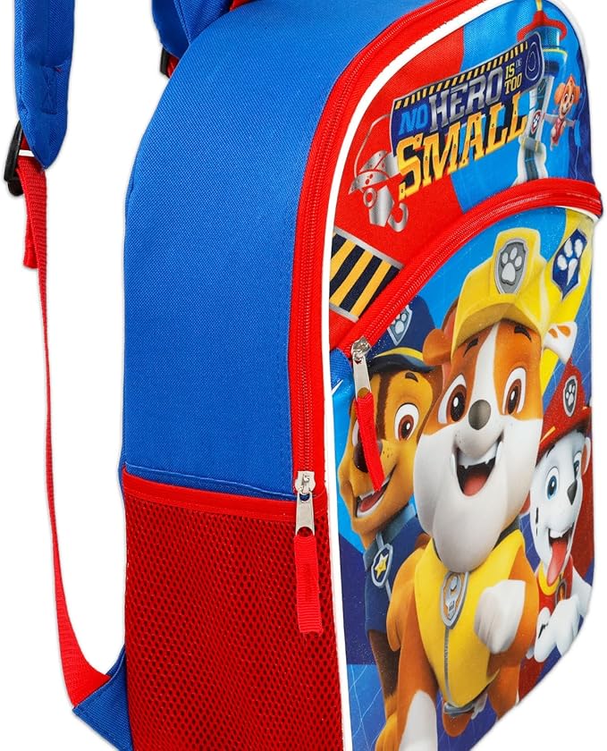 Paw Patrol Backpack and Lunch Box Set - Bundle with 16" School Backpack, Lunch Bag, Tattoos, Water Bottle, More | Paw Patrol School Bag for Kids, Boys, Girls