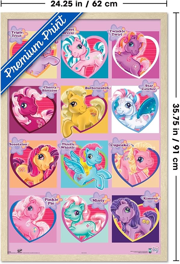 Hasbro My Little Pony - Chart Wall Poster, 34L" x 22.4W", Blonde Framed Version
