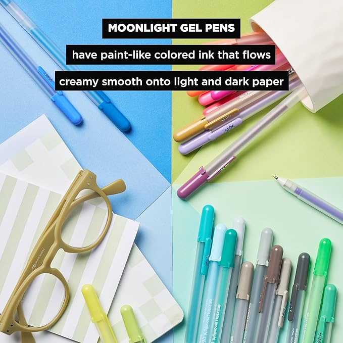 SAKURA Gelly Roll Moonlight 16 Pack, 10 Bold point, Bright Opaque Ink Gel Pens, Creamy Smooth Ink, Writes on Dark Paper