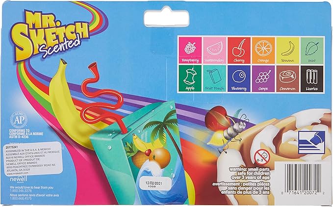 Mr. Sketch Scented Markers, Chisel Tip, Assorted Colors, 96 Count, Pack of 8