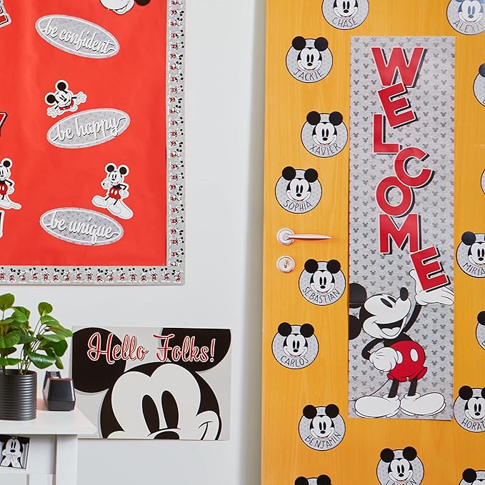 Eureka Disney Retro Mickey Mouse Welcome Vertical Classroom Banner for Teachers, 12" x 45"