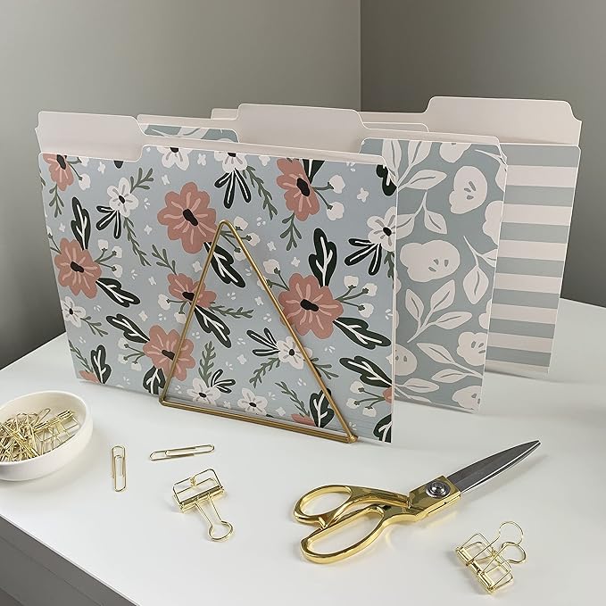 Cute File Folders, Set of 24 3-Tab Letter Size Decorative File Folders Boho Colored Manilla 8.5 x 11 Filing – Pretty Designer Home Office School Supplies (Harmony)