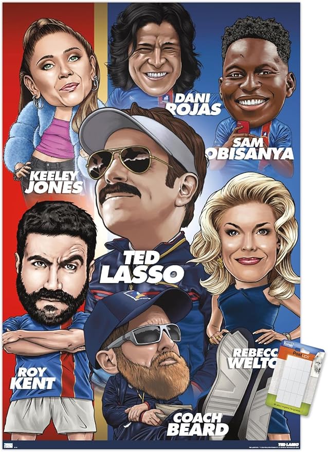 Ted Lasso - Character Grid Wall Poster, 22.4L" x 14.7W", Premium Poster & Mount Bundle