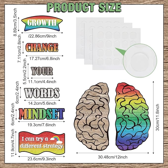 Tenare Mindset Posters Bulletin Board Set Motivational Change Your Mindset Posters Positive Sayings Inspirational Classroom Decoration for Teacher Students School(Rainbow)
