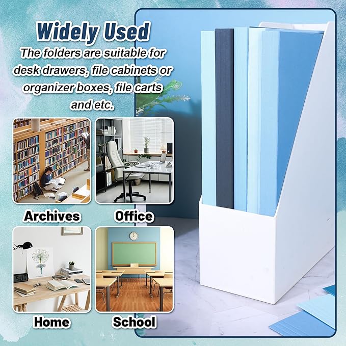 Whaline 24 Pack Dusty Blue File Folders Letter Size 6 Colors Gradient Blue File Pockets with 1/3 Cut Tab for Home Office Classroom Supplies, 8.9 x 11.6 Inch