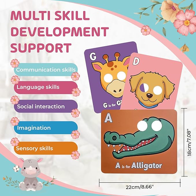 Alphabet Flash Cards,Giant ABC Animal Flash Cards for Toddler 3-5,26 Lowercase and Uppercase Letter Cards,Educational Learning Games for Kids,Preschool Kindergarten Toys
