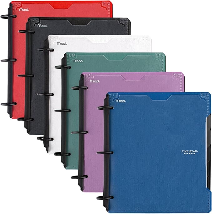 Five Star Flex Refillable Notebook + Study App, 1 Inch Binder with Customizable Cover, College Ruled Notebook and 3 Ring Binder, Hybrid NoteBinder, 200 Sheet Capacity, Color Will Vary (29326)
