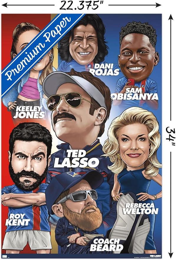 Ted Lasso - Character Grid Wall Poster, 34L" x 22.4W", Premium Poster & Mount Bundle