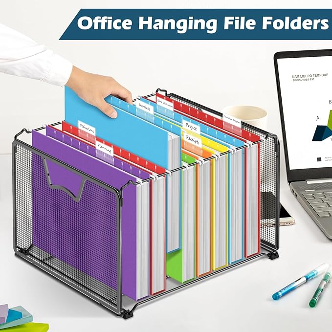 V-Opitos 72 Pack 1 Inch Expansion Hanging File Folders, Letter Size Hanging Folders with 1/5-Cut Adjustable Tab, Extra Capacity Hanging File Folders, Ideal School Classroom, Office Supplies