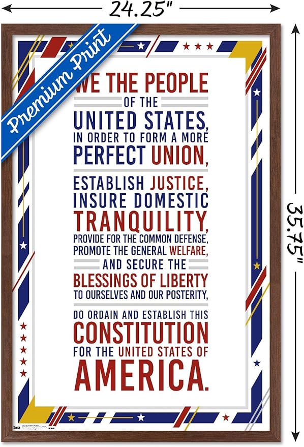 Trends International The United States Of America - Constitution Preamble Wall Poster, 22.375" x 34", Mahogany Framed Version