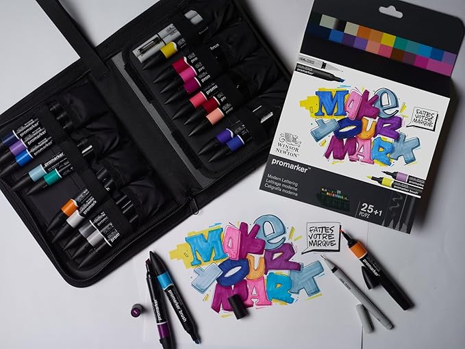 Winsor & Newton ProMarker Set, 25+1pcs. Wallet, Modern Lettering