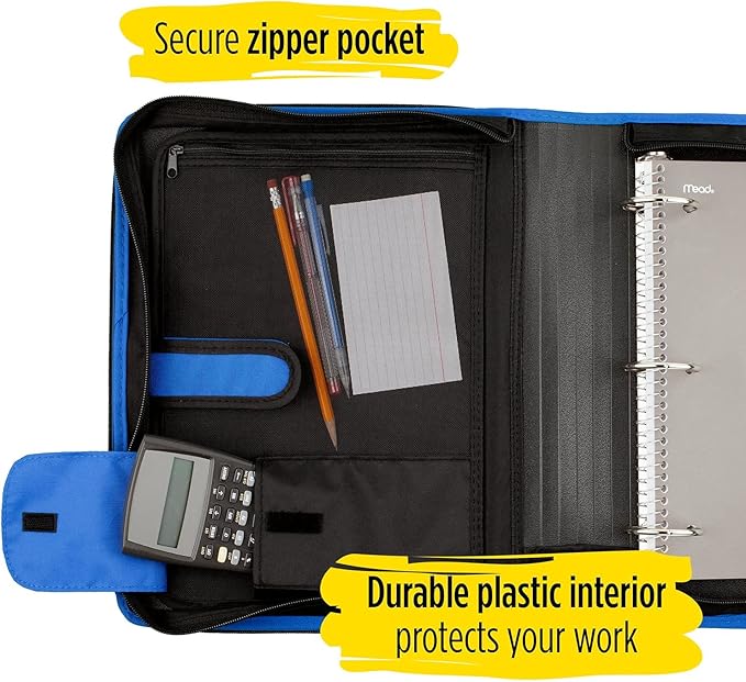 Five Star 2 Inch Zipper Binder, 3 Ring Binder, 6-Pocket Expanding File, Durable, Color Selected for You, 1 Count (29592)