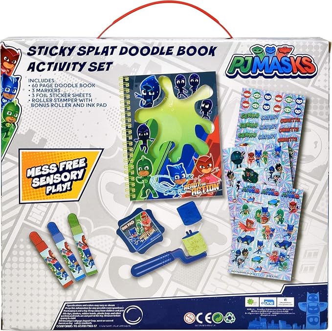 PJ Masks Drawing Diary Journal Art and Activity Set for Kids Mess Free Slime Art Coloring Sketch Book with Gift Boutique Bookmark Stickers Markers Roller Stamper and Ink Pad for Boys Girls Toddler