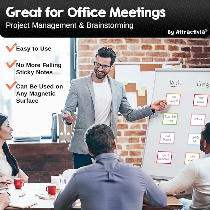 Dry Erase Magnetic Labels 3.7 x 2.8 in, Color Borders, Medium Dry Erase Magnets, 20-Pack, White Erasable Write-On All-Purpose Labels, for Office, Education, Home, Whiteboard