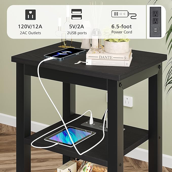 VECELO Modern Nightstands X-Design Side End Table Night Stand with Storage Shelf for Bedroom,Living Room,