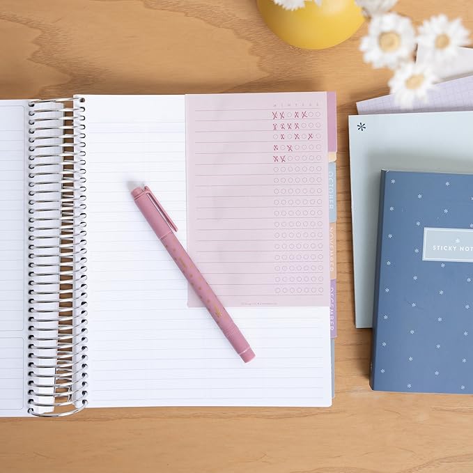 Erin Condren Earth Tones Functional Tabbed Sticky Notes Booklet, 7 Section Productivity Sticky Notes Set with 140 Total Sheets for Planning, Organization, and Note-Taking