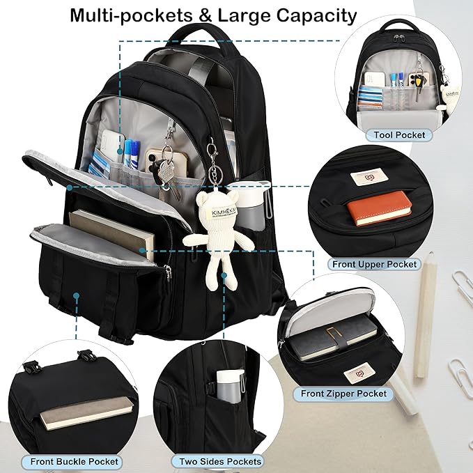 Hidds School Backpack for Teens Girls Women 3 PCS Kids Bookbag Set with Lunch Box College Laptop Backpacks Travel Daypack Bag