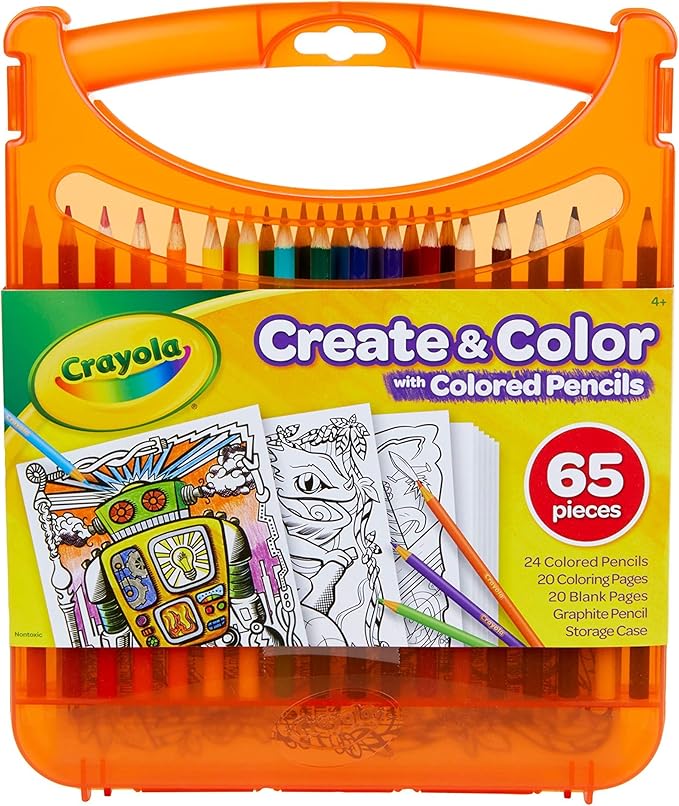 Crayola Colored Pencils Coloring Art Case with Coloring Pages, Gift For Kids, Ages 4, 5, 6, 7, 8, Packaging May Vary