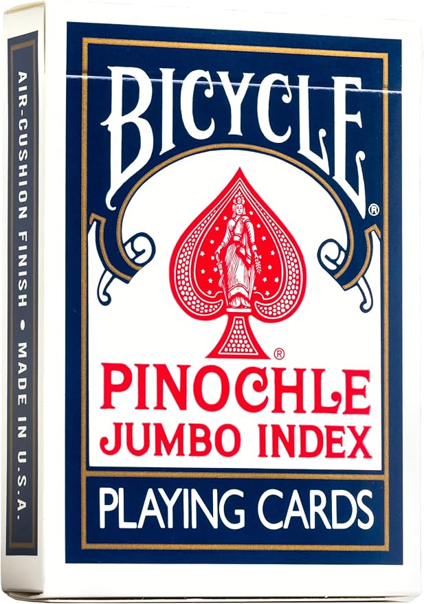 Bicycle Jumbo Pinochle Playing Cards - Large Print Easy to Read Numbers Suits Deck of Cards - Pinochle Deck