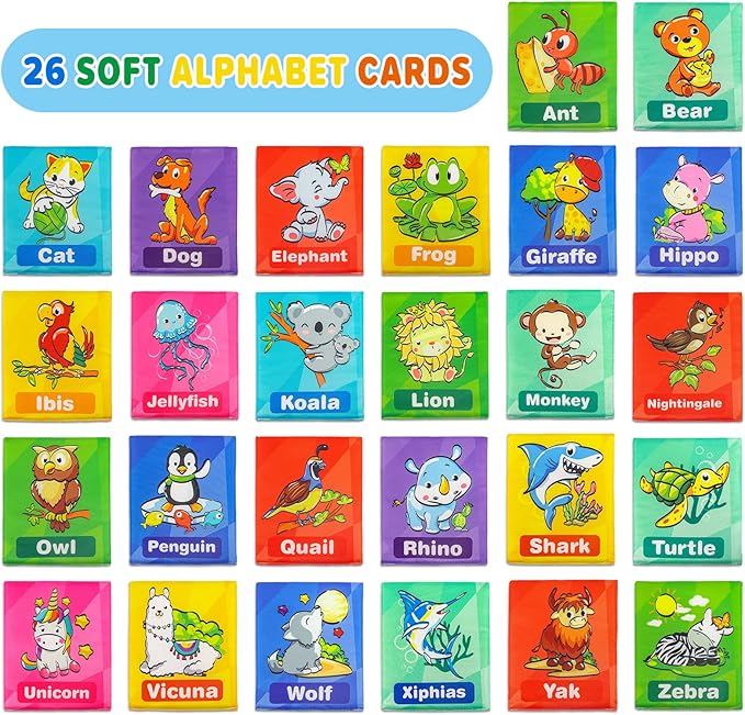 Dr.Rapeti Soft Alphabet Cards, 26pcs ABC Alphabet, 26 Letters Flash Cards with Storage Bag Washable Non-Toxic, Early Learning Toy, Baby Bath Toy for Baby Infant Toddler Kids