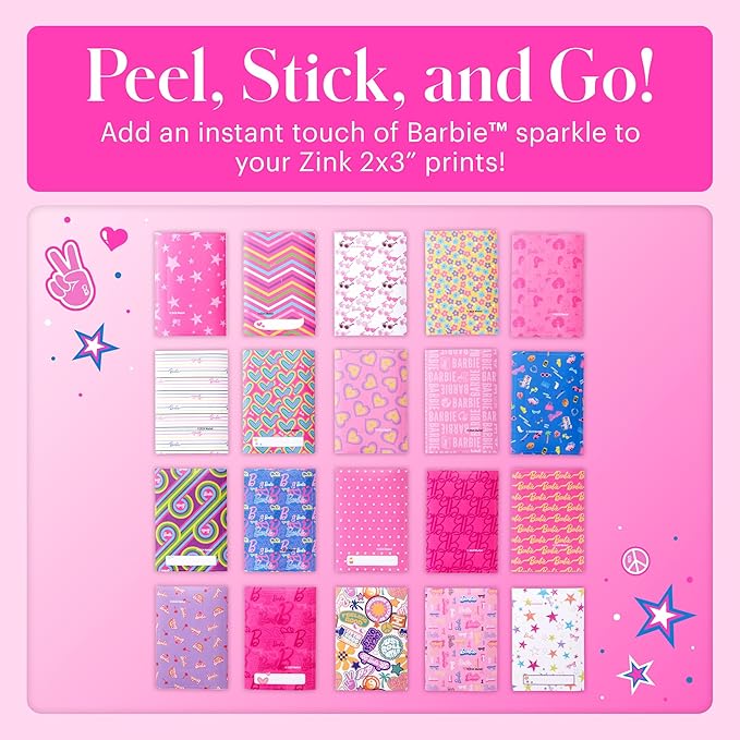 Kodak x Barbie Printomatic Full-Color Instant Print Digital Camera Barbie Gift Bundle (Signature Style)+ Barbie Case, Photo Album, Sticker & Hanging Frames, 50 Stickers + Zink Paper (20 Sheets)