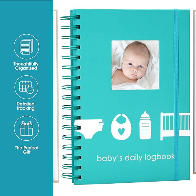 Pearhead Baby’s Daily Log Book, 50 Easy to Fill Pages to Track and Monitor Your Baby’s Schedule, Baby Care Planner for Newborns, Nursing, Sleep, Feeding, Diapers, Pumping, Gift for New Moms