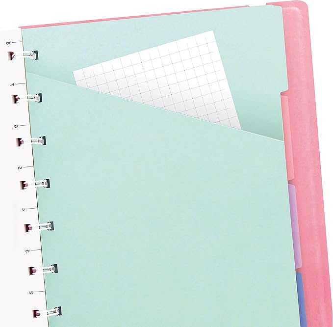 FILOFAX Refillable Pastel Notebook, A5 (8.25" x 5") Rose - 112 Cream moveable pages - Index, pocket and page marker (B115053U)