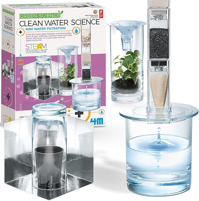 4M: Green Science: Clean Water Science - DIY Mini Water Filtration & Desalination Plant Kit, Solar Powered, STEM Experiment Activity, Kids Ages 5+
