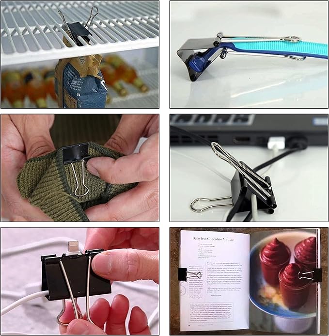 Mr. Pen- Binder Clips, 100 pcs, Assorted Sizes, Black Binder Paper Clips, Bulk Paper Clamps for Office Supplies, Home, School, Business, Document Organizing