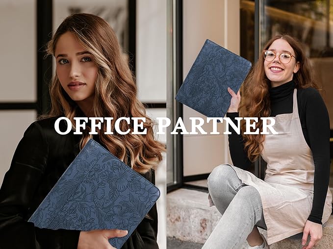 AZXCG Embossed Portfolio Binder,3-Ring Zipper Padfolio for Women and Men,A4/Letter Size,PU Leather with iPad,Professional Organizer for Resume/Interview