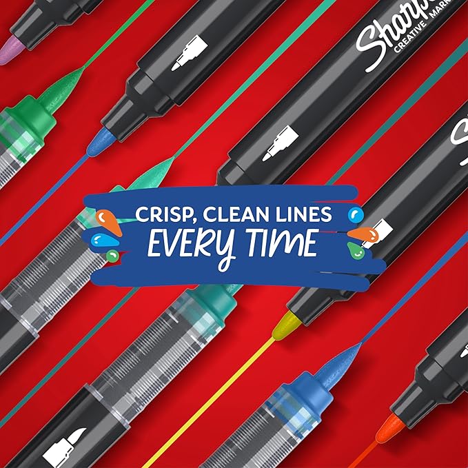 Sharpie Creative Markers, Water-Based Acrylic, Bullet Tip, Assorted Colors, 5 Count – Arts & Crafts, Kids Activity, School Classroom; Works on Paper, Metal, Wood, Ceramic, Glass, Rock, Canvas