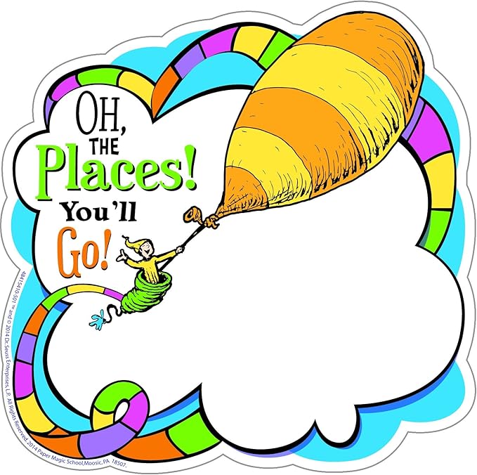 Eureka Dr. Seuss Oh The Places You'll Go Paper Cut-Out Classroom Decorations for Teachers, 36 Pieces