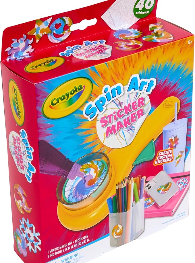 Crayola Spin Art Sticker Maker Machine, Create 40 Custom Stickers, Spiral Art Set for Kids, Arts & Crafts Kit, Toys & Gifts, Ages 5+