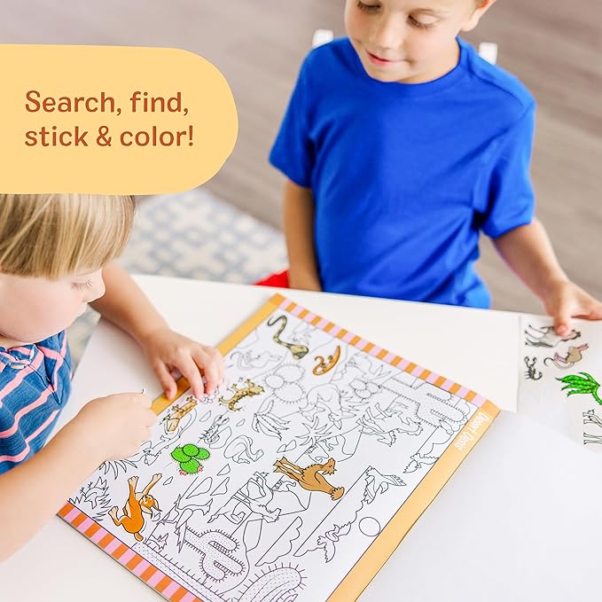 Melissa & Doug Seek and Find Sticker Pad, Animals (400+ Stickers, 14 Scenes to Color) Search and Find Sticker Pads, Arts and Crafts Activity for Kids Ages 4+ - FSC-Certified