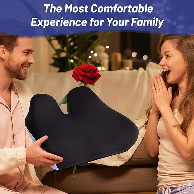 Ergonomic Seat Cushion for Office Chair, Extra Large Car Seat Cushion, Memory Foam Chair Cushion for Tailbone Pain Relief & Pressure Relief Sciatica and Back Support for Long Sitting (Blue)