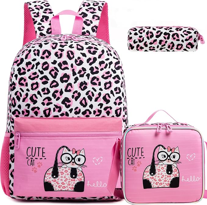 Backpack for Girls Backpack 10-12 Years Old Kids Backpacks for Girls Leopard Aesthetic Backpacks for Elementary Teens Girl Back to School