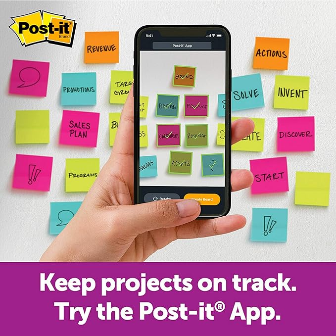 Post-it Super Sticky Big Notes, 11 in x 11 in, 1 Pad, 2X The Sticking Power, Neon Orange (BN11O) (Pack of 6)