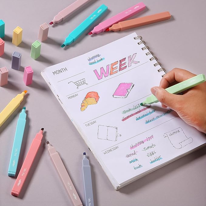 Mr. Pen- Aesthetic Highlighters, 10 pcs, Chisel Tip, Pastel Colors, Cute Highlighters Assorted Colors (Pack of 2)