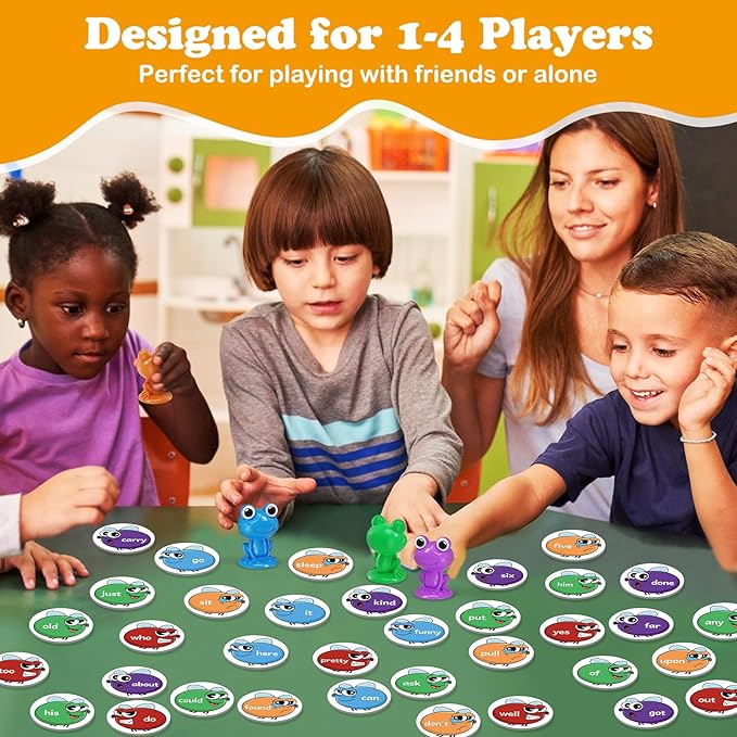 Torlam Sight Word Games Frog Site Words Educational Flash Cards Kindergarten Phonics Learning Games Toys for Kids, Homeschool Supplies, Pre-K, Kindergarten, 1st, 2nd, 3rd Grade Classroom Must Have