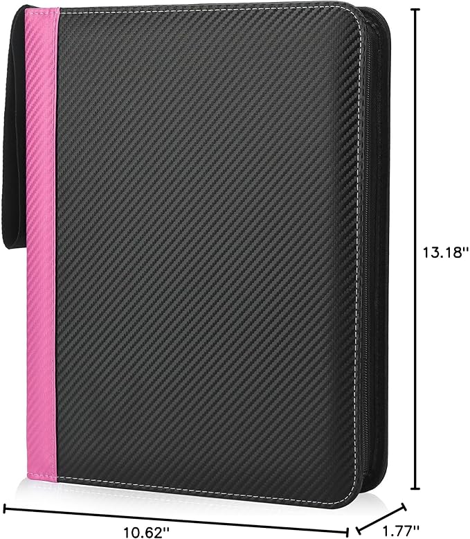 9 Pockets Trading Card Binder with Sleeves Card Organizer, 900 Double Sided Pocket PU Card Collection Binder, Baseball Binder,for Sports Card, MTG, TCG Yugioh Card (Pink)