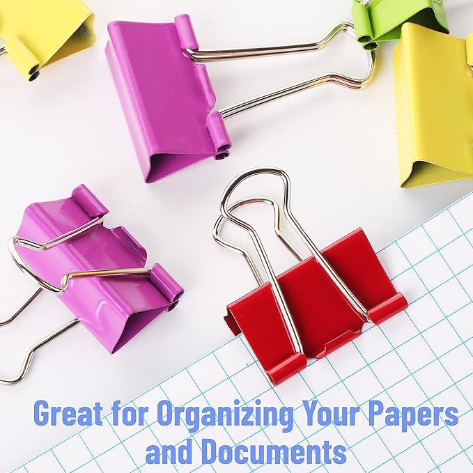 Mr. Pen- Colored Binder Clips, 1.25 inch, 50 Pack, Medium, Color Binder Clips Medium Size, Binder Clip, Paper Clips for Paperwork, Office Clips