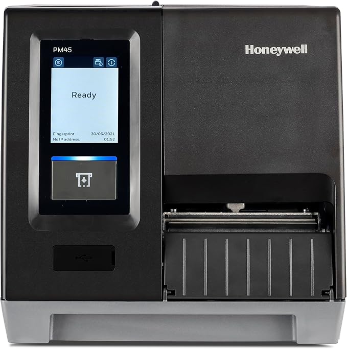 Honeywell PM45A Industrial Thermal Transfer Label Printer, 300 DPI, Full Touch Display, Ethernet Connectivity, Fixed Hanger, US Power Cord, Model PM45A10000000301