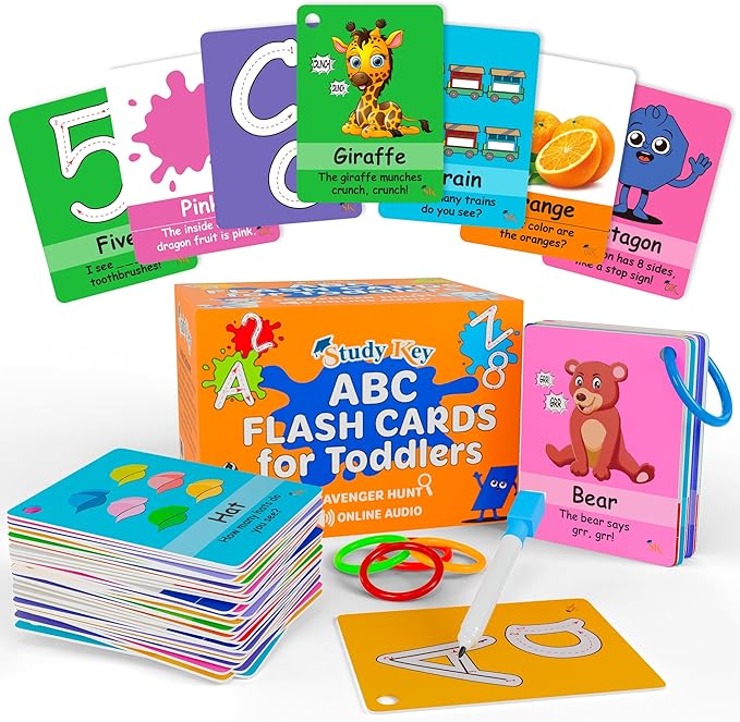 ABC Flash Cards for Toddlers 1-4 - Learning Phonics Alphabet Baby Flashcards - Preschool Sight First Words Numbers Colors Objects for Kindergarten