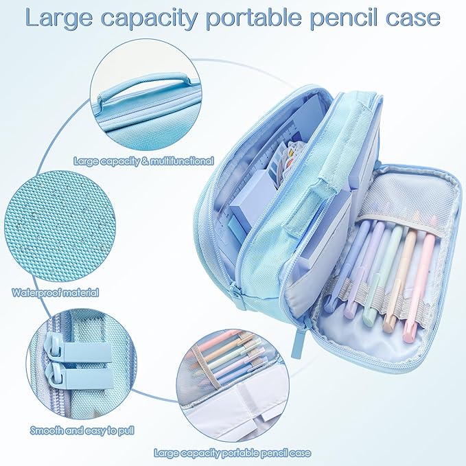 J6&H6 Complete Bible Study Supplies Journaling Kit with Tabs, Highlighters and Color Pens, Notebook,Stickers & More 56pcs Bible Accessories Set for Women, Beginner Christian Gifts(Blue)