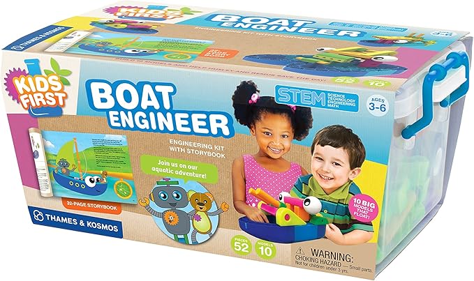 Thames & Kosmos Kids First Boat Engineer STEM Experiment Kit for Young Learners, Build 10 Non-Motorized Models, Play & Learn with Storybook Manual, Parents’ Choice Gold Award Winner