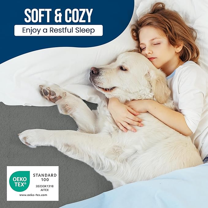 Utopia Bedding Waterproof Mattress Protector King Size, Premium 200 GSM Terry Mattress Cover, Soft & Breathable Bed Cover, Fitted Sheet Style with Stretchable Deep Pockets 17" (Gray)