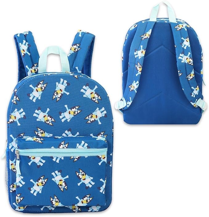 Bluey Backpack and Lunch Box Set - Bundle with 15" Bag, Lunch Box, Bottle, Stickers, More | Bluey & Bingo School Supplies (Multicolor)