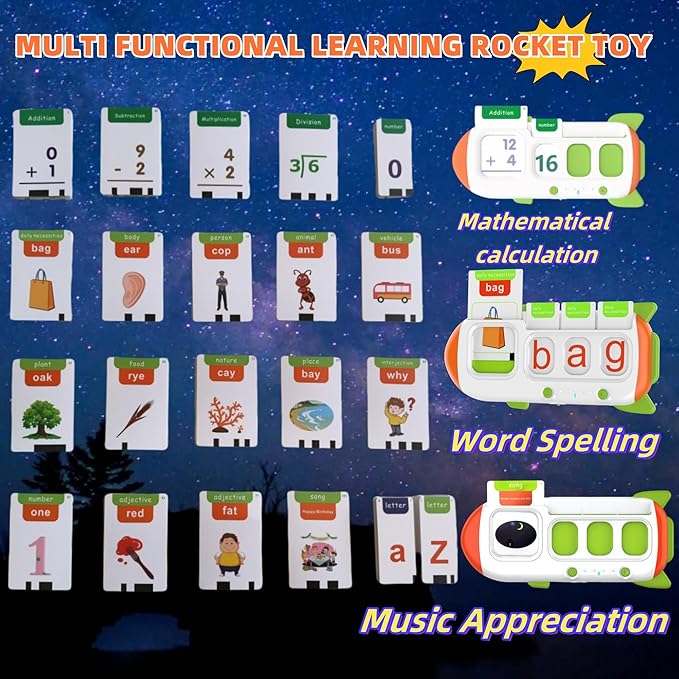ABC Learning Toys for Kids Ages 3-5, Talking Flash Cards for CVC Word & Math Games for Kids 5-7 Preschool Kindergarten Gifts for Boys & Girls Autism Sensory Speech Therapy Toys