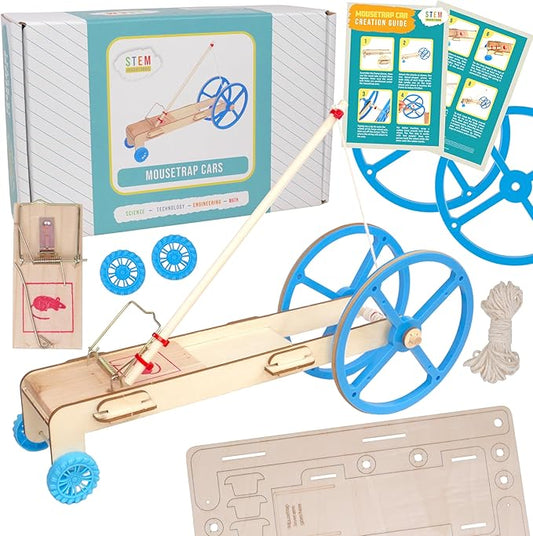 Mousetrap Car Kit (10-Pack) – Hands-On Physics & Engineering STEM Kits for Classroom Projects, Force & Motion Experiments, Elementary and Middle School Science Lessons, Ages 8 and up